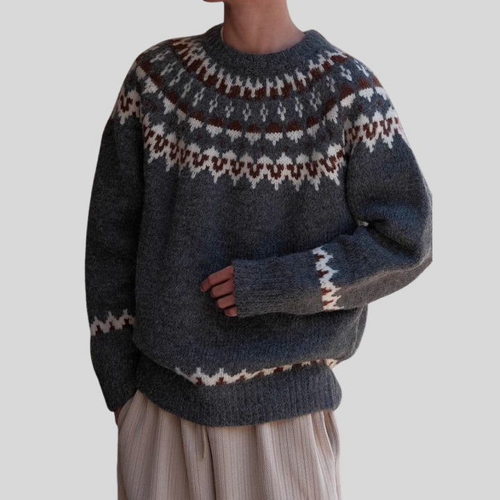 Herre vintage sweater med rund hals – Retro stil