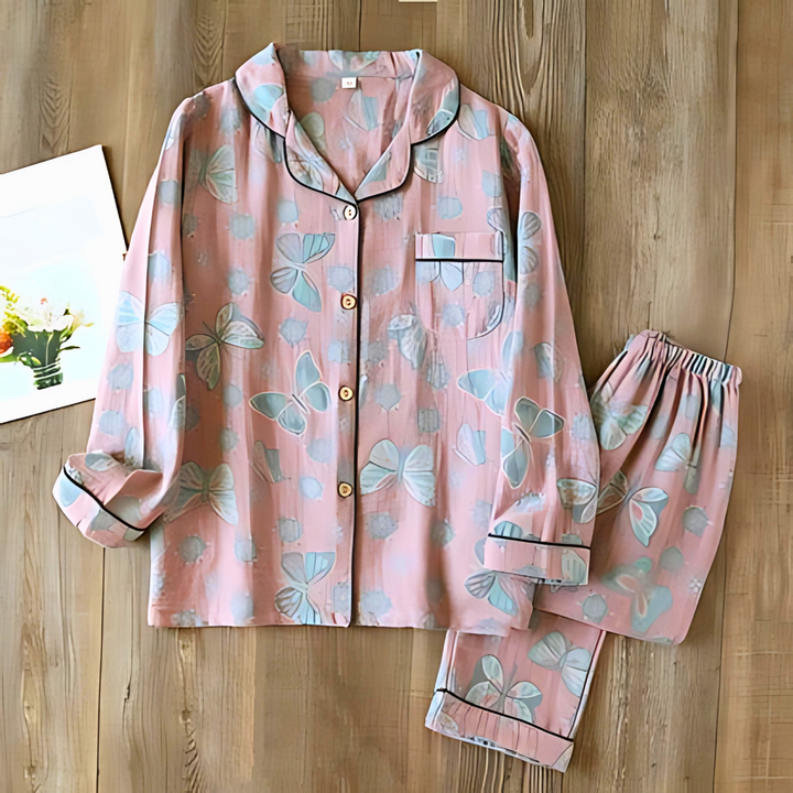 2-Piece Cotton Loungewear med Sommerfugl Print