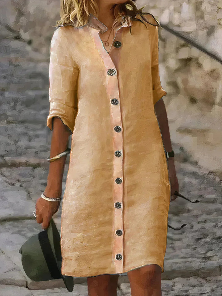 Afslappet Sommer Linned Midi-Kjole
