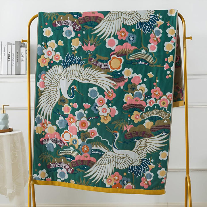Frodige Blomster Kraner Badehåndklæde