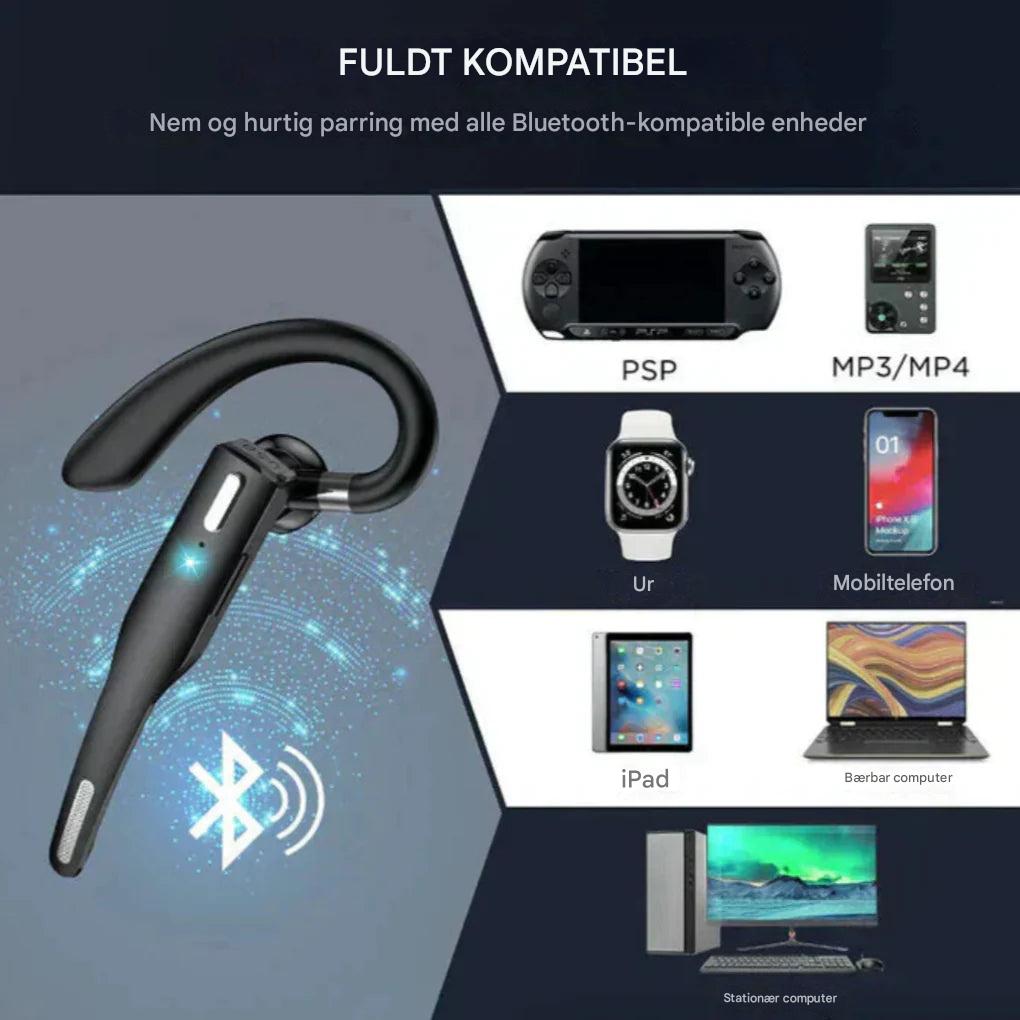 Bluetooth 5.1-headset med støjreduktion og dobbeltmikrofon til mænd