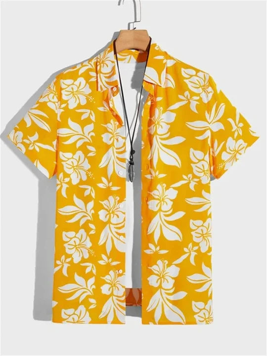3D Flower Print Hawaii-Skjorte