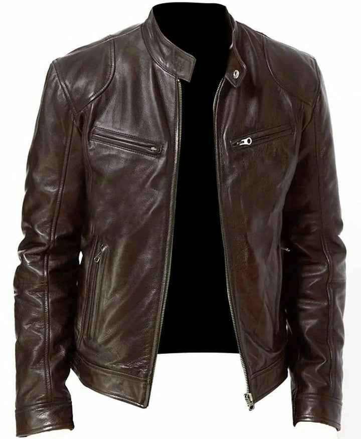 Robust skinnjakke for motorsykkel og biker for menn.