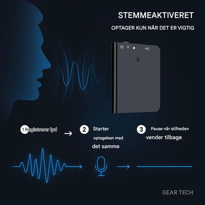 Mini stemmeaktiveret optager