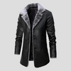 Herre læderfrakke med shearling-for