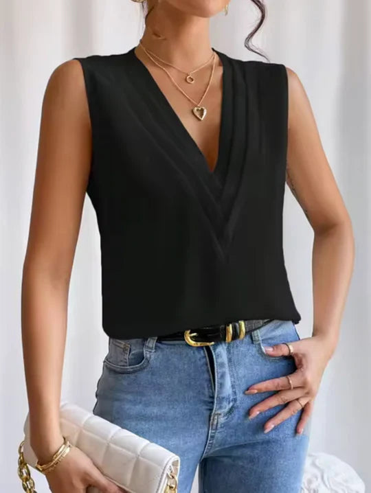 Elegant ærmeløs top med V-hals