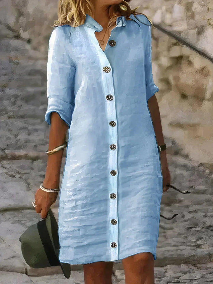 Afslappet Sommer Linned Midi-Kjole