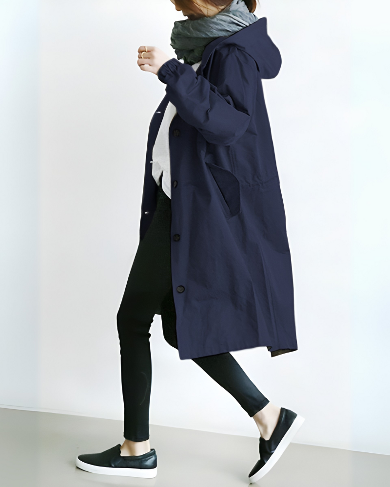 Klassisk trenchcoat med hætte