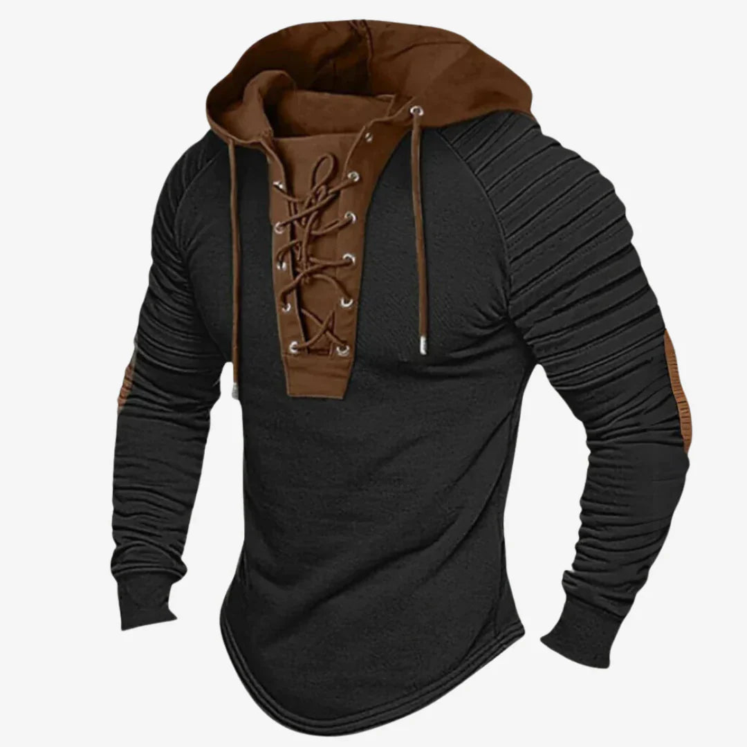 Herresweatshirt med snøreudskæring og komfortabel hætte