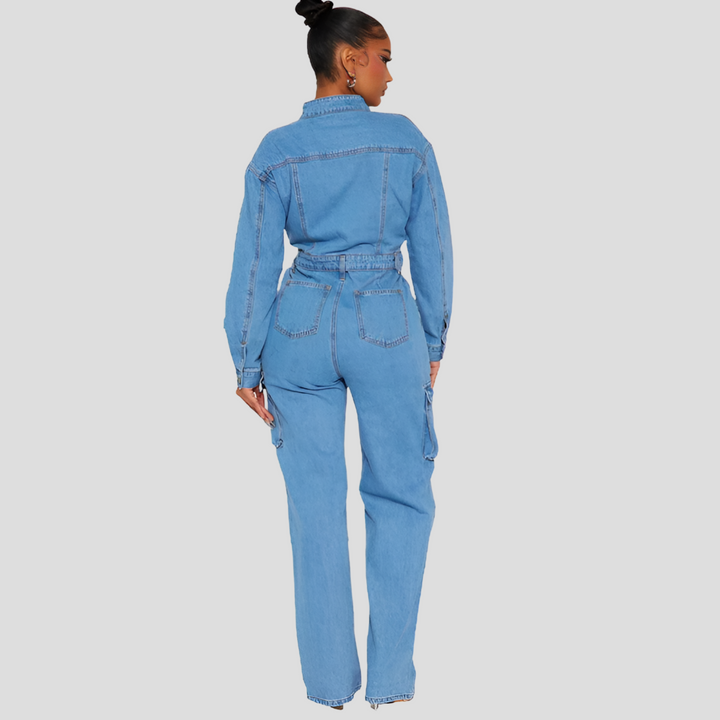 Denim buksedragt til kvinder