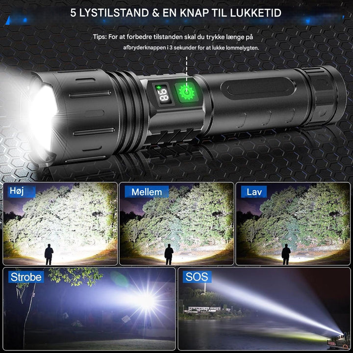 100.000 lumen taktisk lommelygte