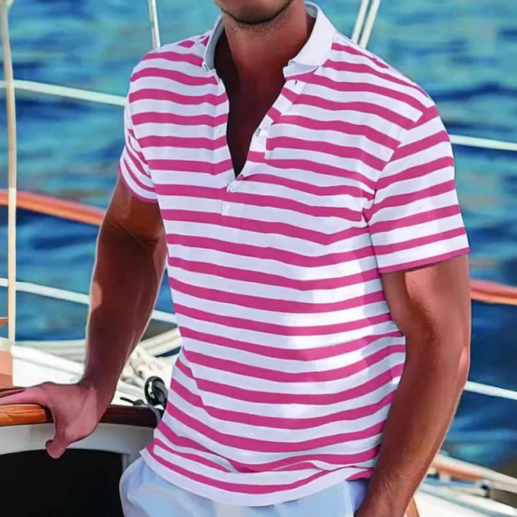 Retro striped polo til mænd