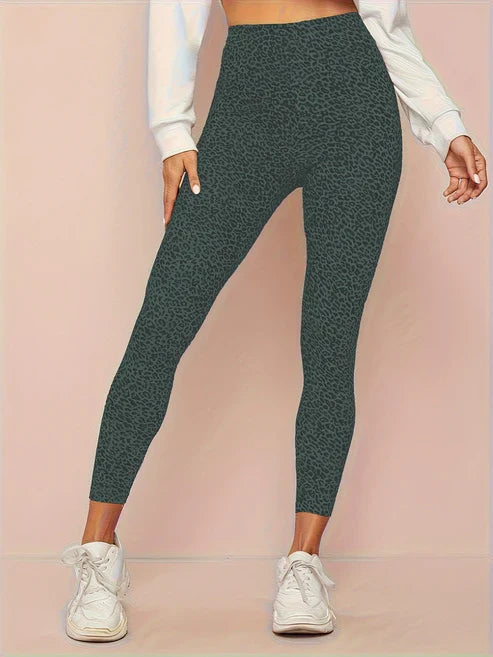 Højtaljede leggings med leopardprint til kvinder