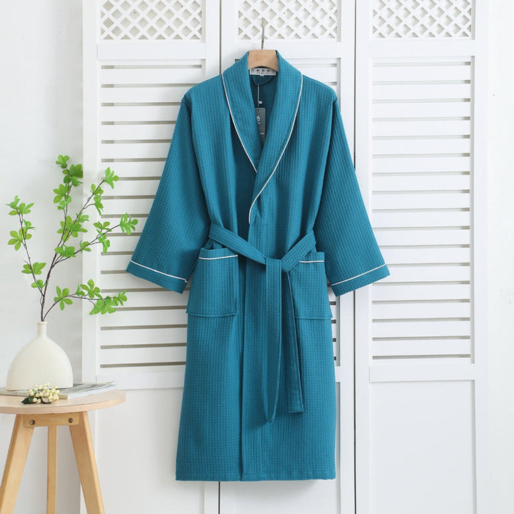 Let kimono badekåbe i 100% bomuld med vaffelstruktur