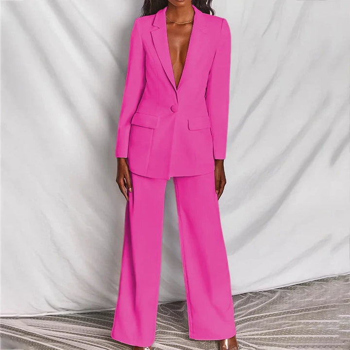Elegant blazer og buksesæt til kvinder