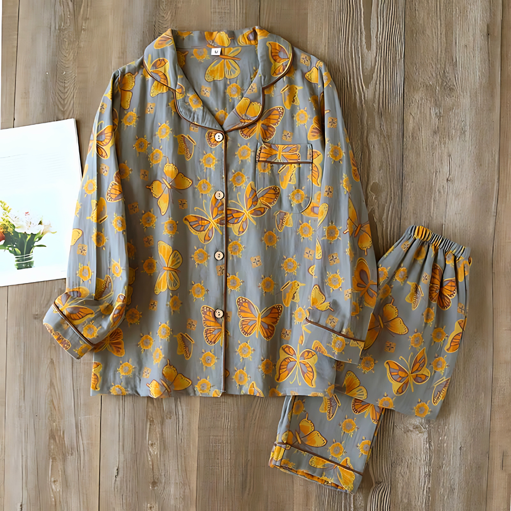 2-Piece Cotton Loungewear med Sommerfugl Print