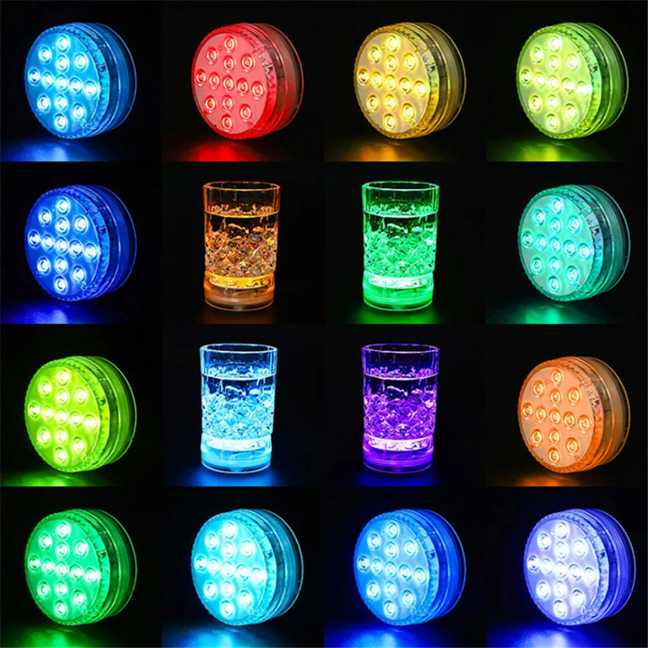 LED-lysfarvet nedsænkbar poollampe med RF-fjernbetjening