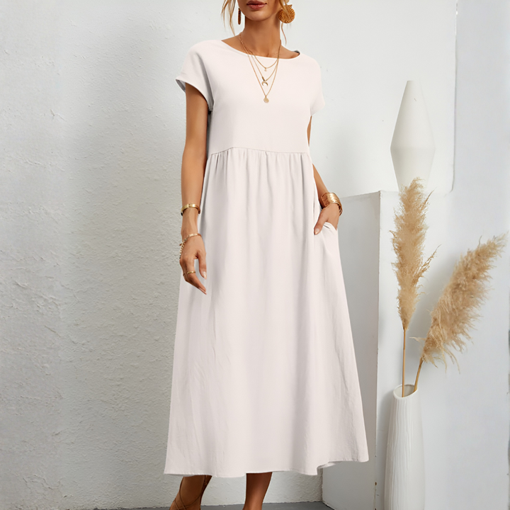 Casual Løs Patchwork Midi-Kjole