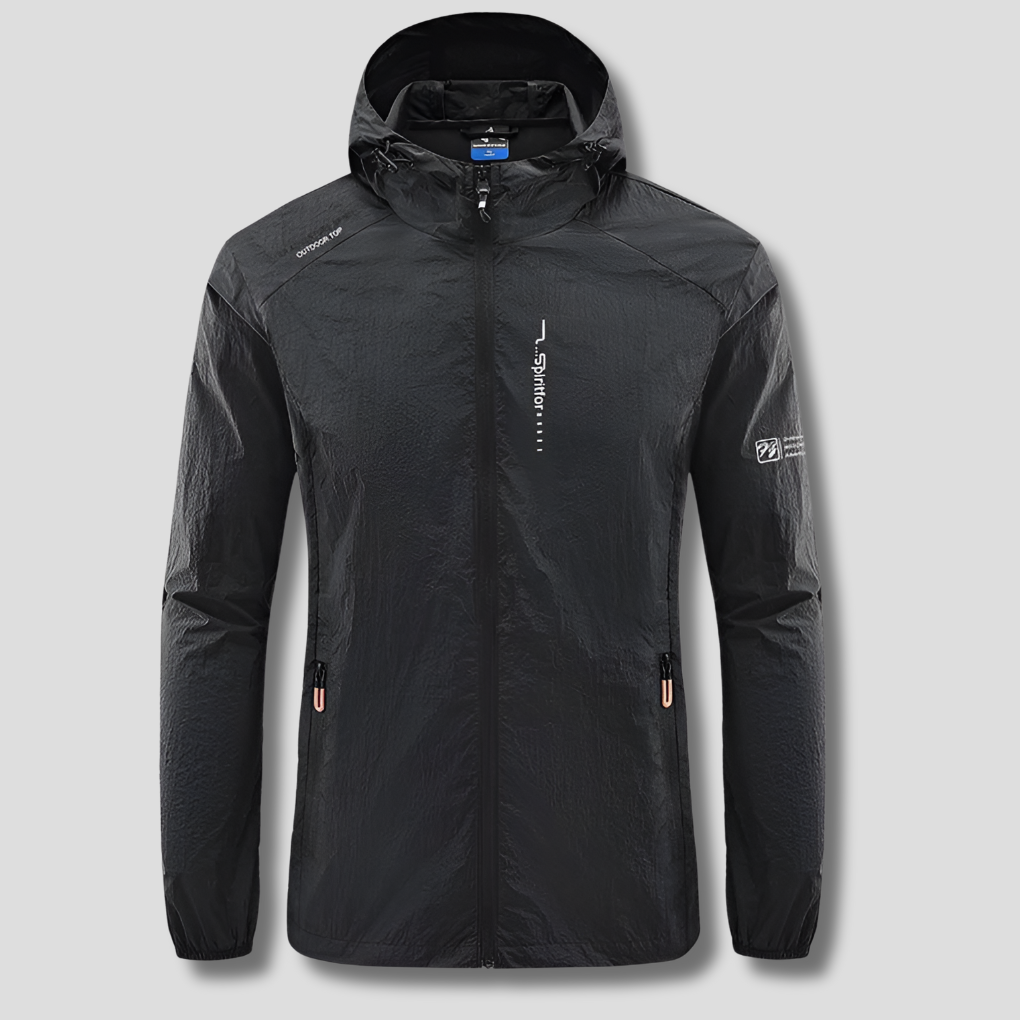 Ultralet vind- og solbeskyttende sommerjakke med hætte til mænd