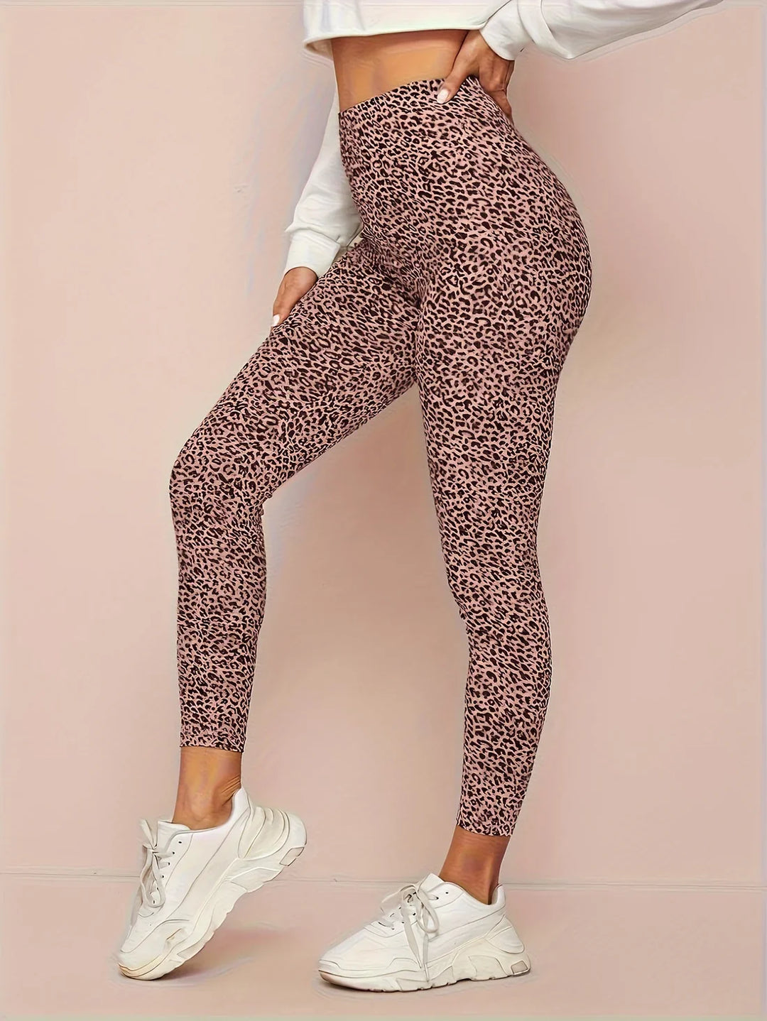 Leopard Print Højtaljede Leggings til Kvinder