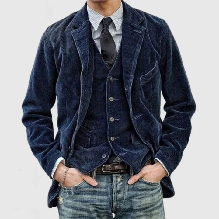 Stilfuldt vintage blazer- og veste-sæt
