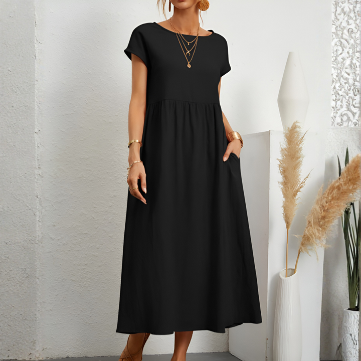 Casual Løs Patchwork Midi-Kjole