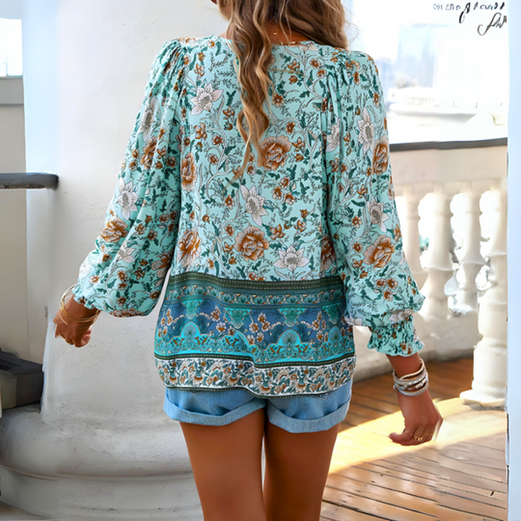 Damebluse med blomsterprint