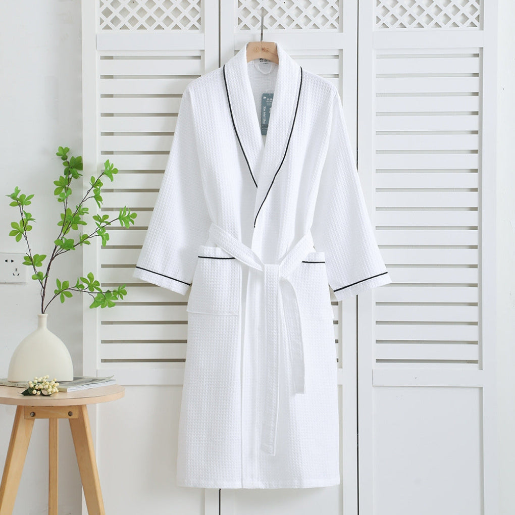 Let kimono badekåbe i 100% bomuld med vaffelstruktur