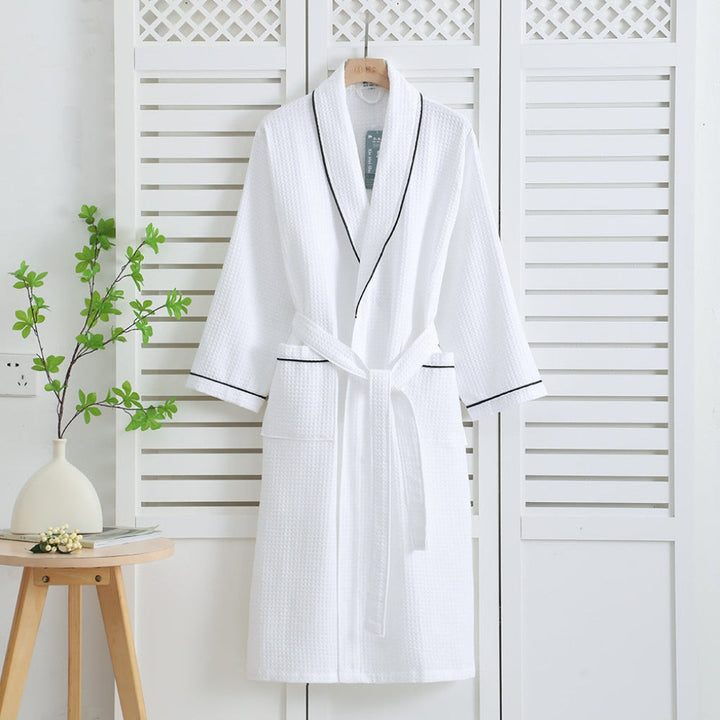 Let kimono badekåbe i 100% bomuld med vaffelstruktur