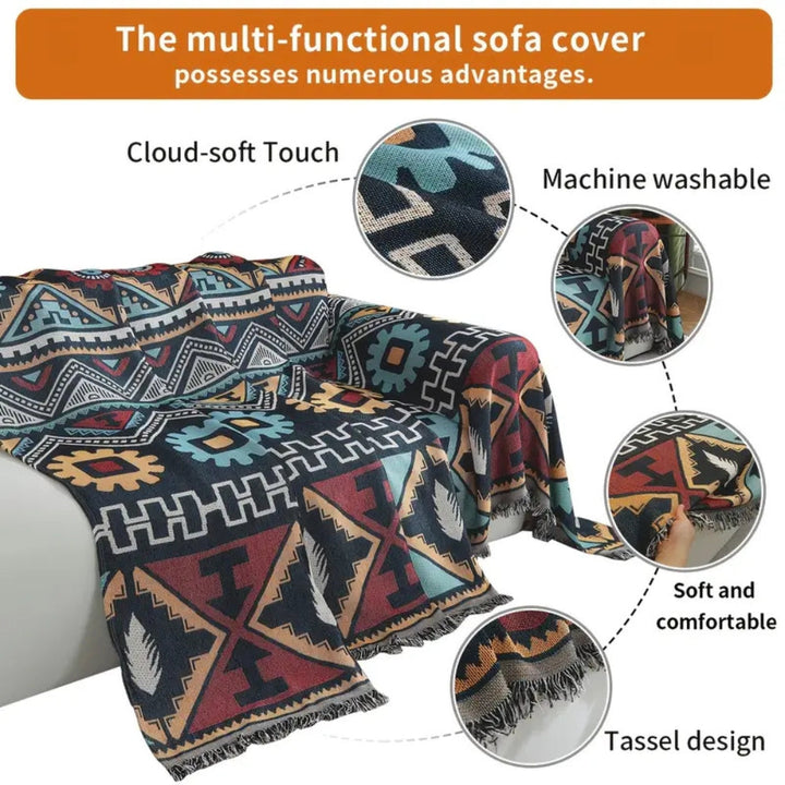 Aztec Geometrisk Mønster Sofabetræk Boho