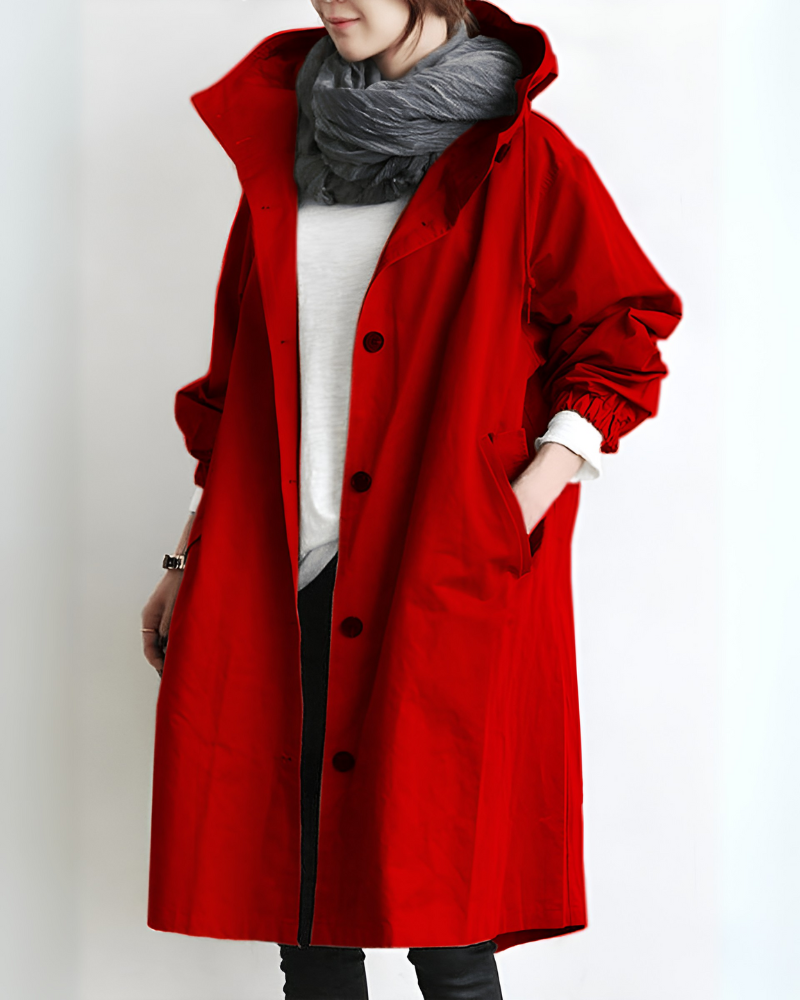 Klassisk trenchcoat med hætte