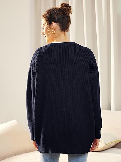 Oversized cardigan med V-hals