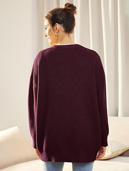 Oversized cardigan med V-hals