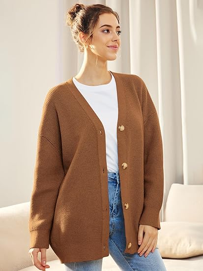 Oversized cardigan med V-hals