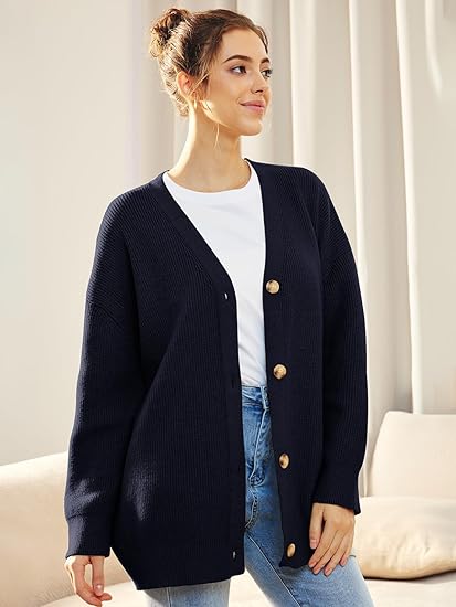 Oversized cardigan med V-hals