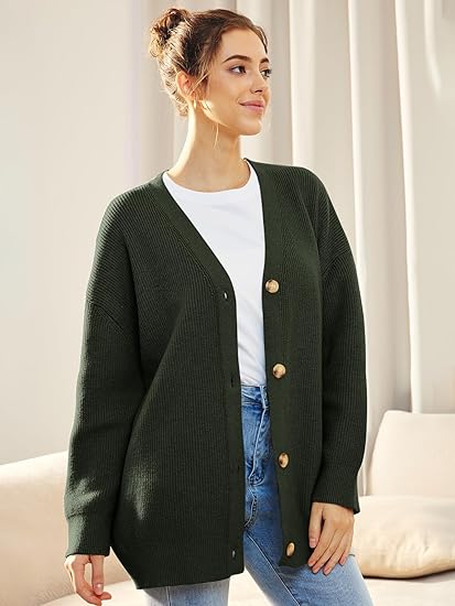Oversized cardigan med V-hals
