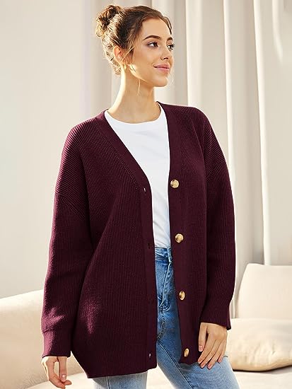 Oversized cardigan med V-hals