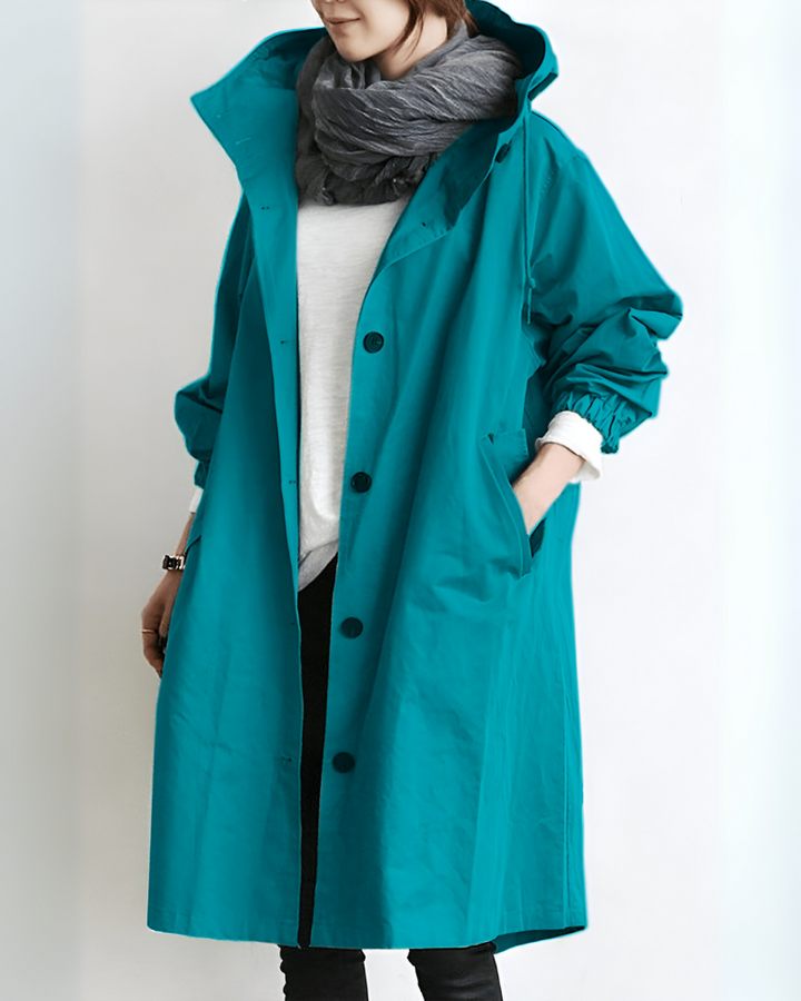 Klassisk trenchcoat med hætte