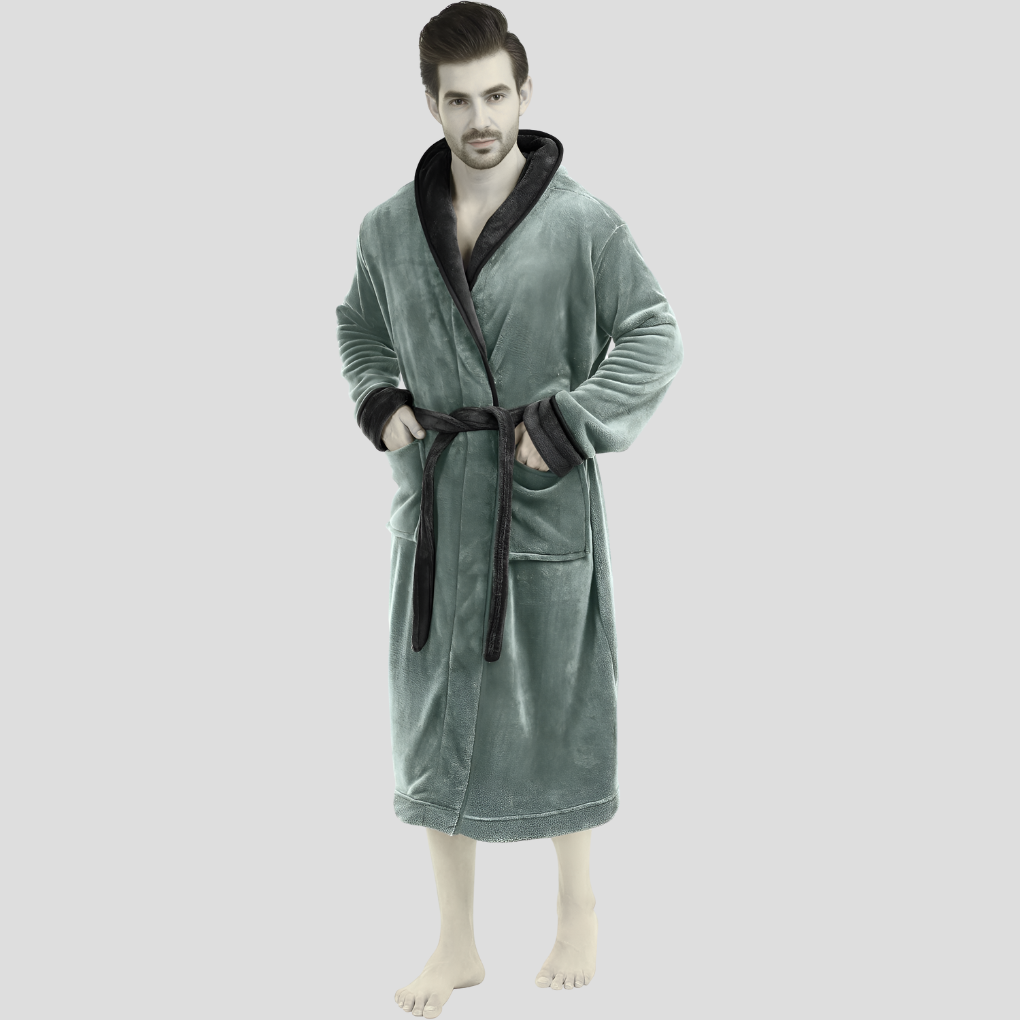 Behagelig fleece-badekåbe til mænd