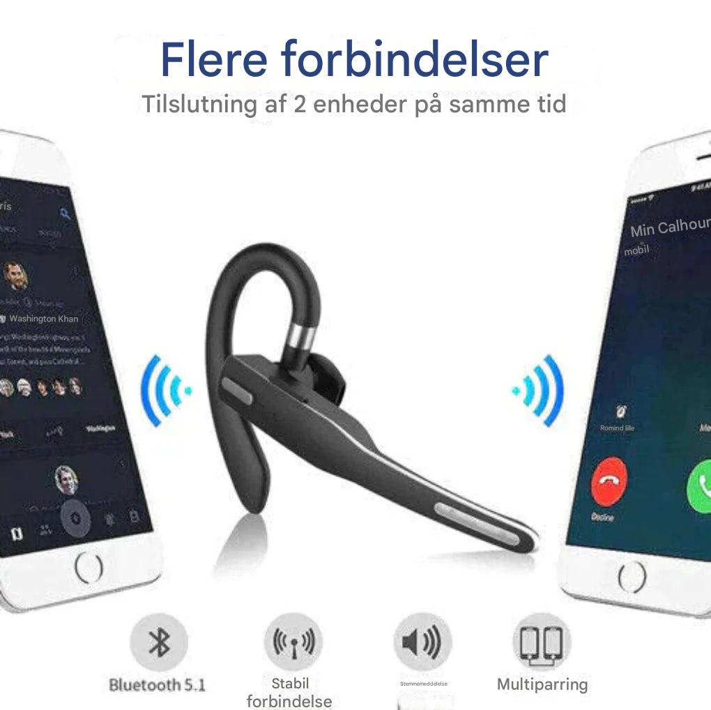 Bluetooth 5.1-headset med støjreduktion og dobbeltmikrofon til mænd