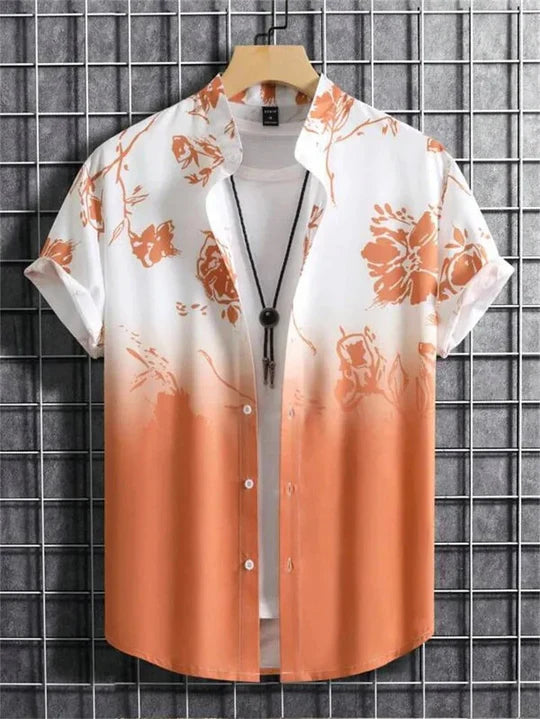3D Flower Print Hawaii-Skjorte