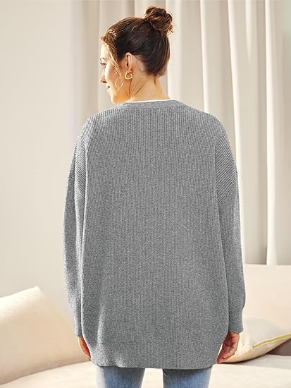 Oversized cardigan med V-hals