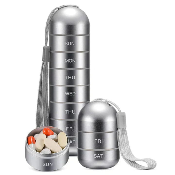 Aluminium 7 dages bærbar pilleæske