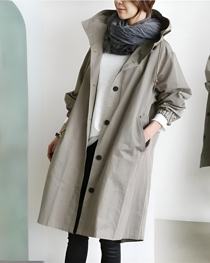 Klassisk trenchcoat med hætte