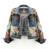 Kvinder ' s Blomster Denim Jakke