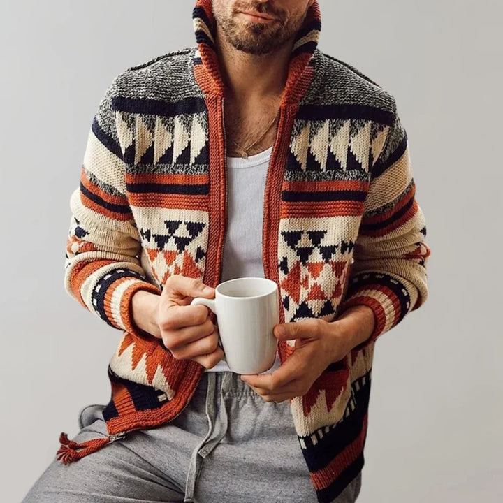 Stilfuld herrevest med jacquard-motiv