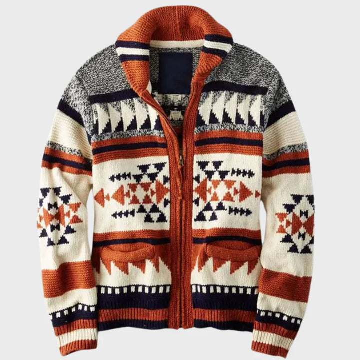 Stilfuld herrevest med jacquard-motiv