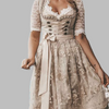Traditionel tysk dirndl-kjole med blonder på overdelen og blonderbluse