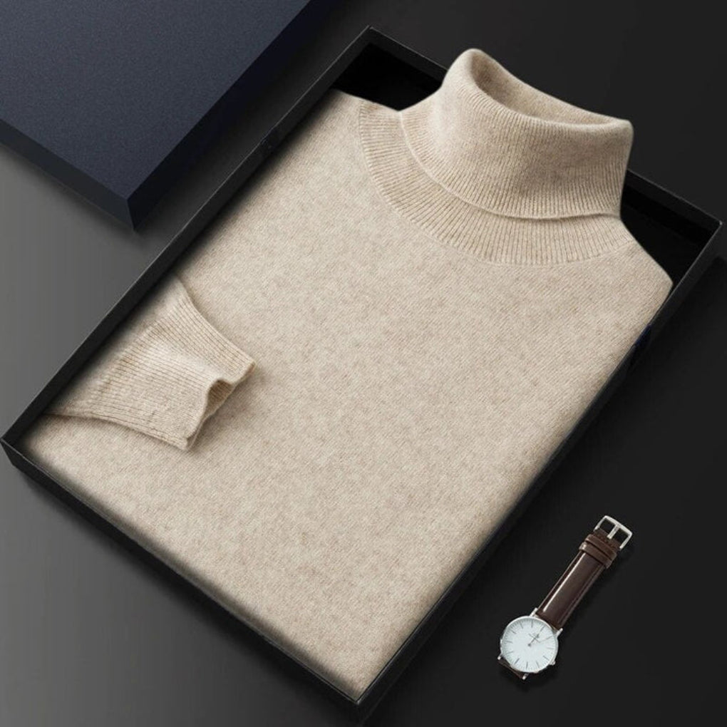 Højkvalitets cashmere-rullekravesweater til mænd