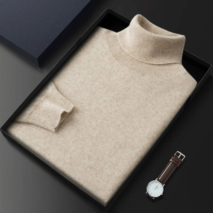 Højkvalitets cashmere-rullekravesweater til mænd